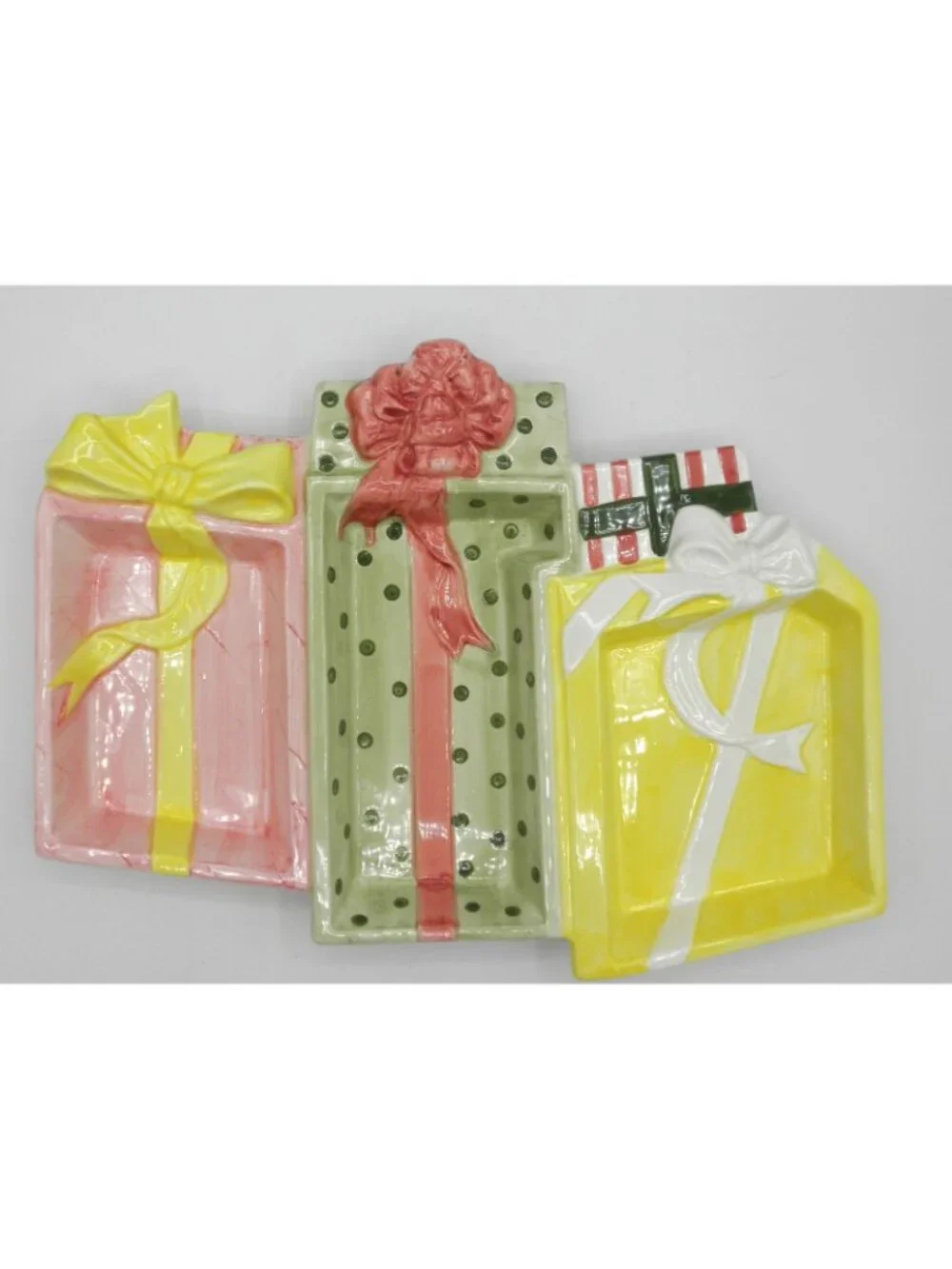 RCPC Ceramic 3-Section Christmas Present Gift Box Serving Tray w/Spode Box